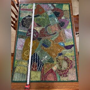 Indian Handcrafted Tapestry Wall Hanging Featuring Colorful Patchwork